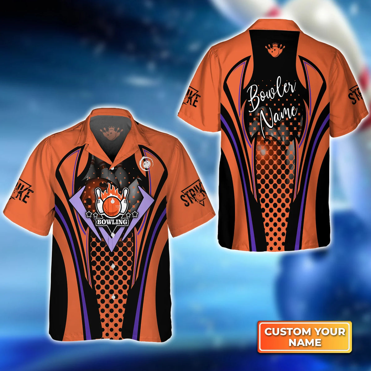 Personalized 3D Bowling Hawaiian Shirt for Men Women Bowling Lovers, Gift for Bowl Team Players, Sport Bowler Enthusiast, Custom Name Pins and Ball Apparel ORN0217