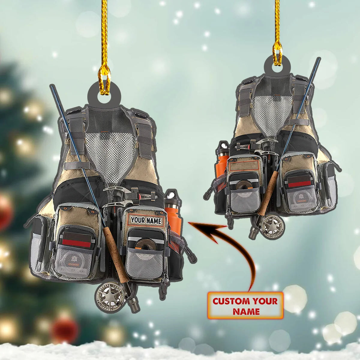 Custom Shaped Ornament - Fishing Vest ORN0018