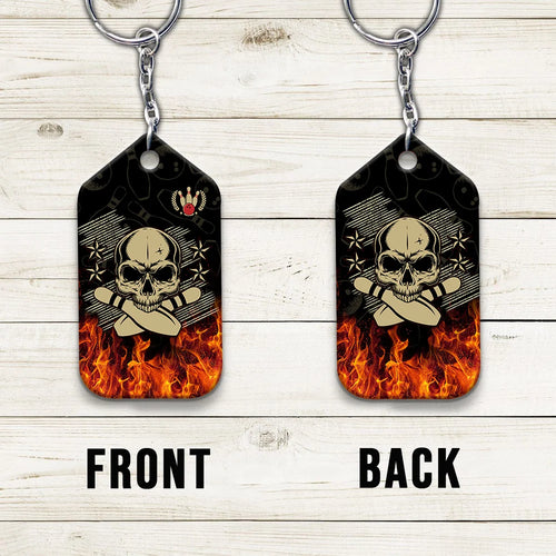 Skull Bowling In Fire Keychain ORN0172