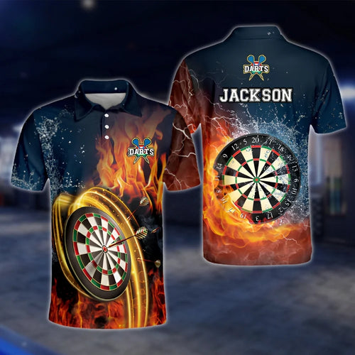 Custom Flaming Water Dart Polo Shirt For Men, Custom Flame Dart Shirts DAT0260