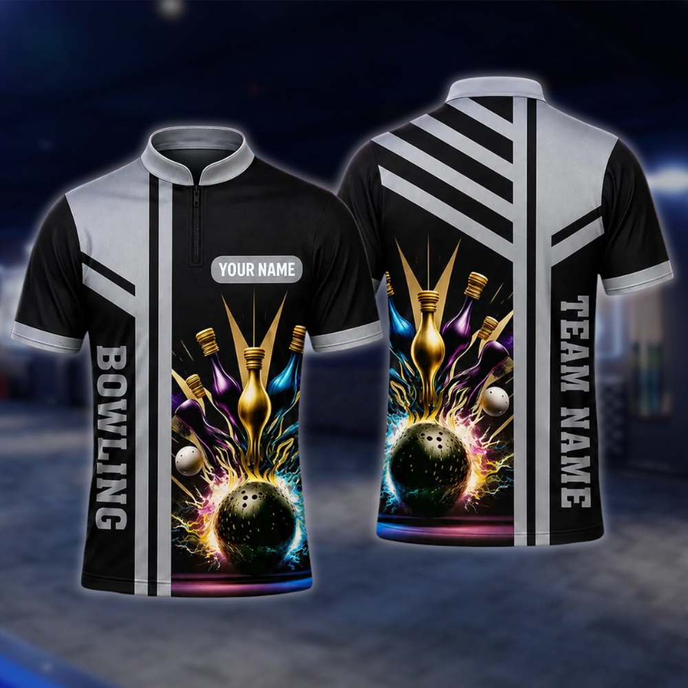 Personalized Team Bowling Jersey For Men, Custom Bowling Shirt BE0245 BOW0067