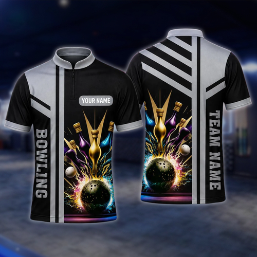 Personalized Team Bowling Jersey For Men, Custom Bowling Shirt BE0245 BOW0067