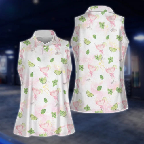 Margarita Cocktail Womens White Golf Shirts, Ladies Cocktail Golf Shirts GOF0001