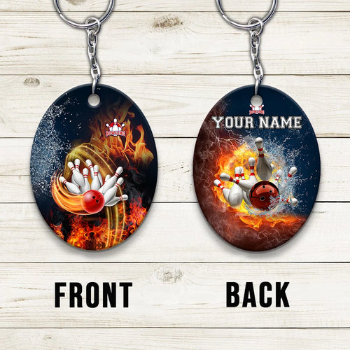 Red Bowl And Pins In Water And Fire Personalized Name 3D Keychain ORN0188