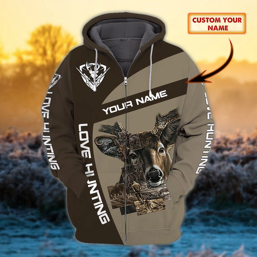 Hunting - Personalized Name 3D Zipper hoodie 222 - HTA HNT0055