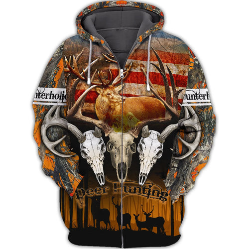 Hunterholic Deer Hunting 3D Zipper Hoodie 134, Nvc97 HNT0079