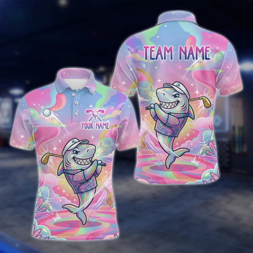 Personalized Dolphin Womens Pink Golf Polo Shirt, Custom Dolphin Golf Team Shirt Ladies GOF0014