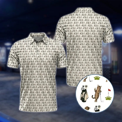 Men's Funny Cat Golf Polo Shirt, Cat Lover Golf Shirt GOF0056
