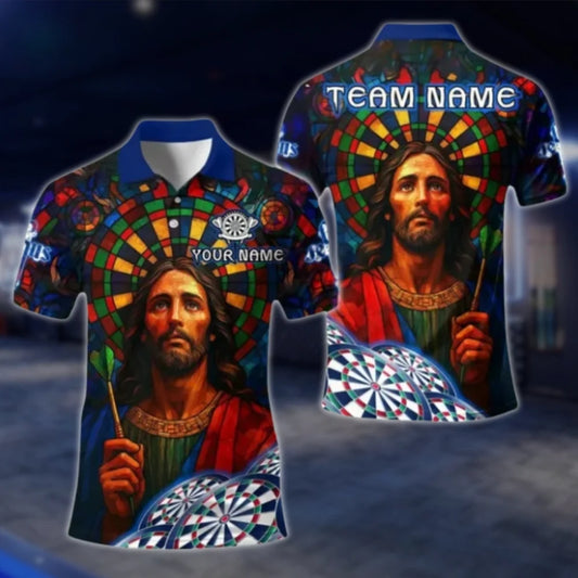 Jesus Custom Men's Dart Polo Shirt, Custom Jesus Faith Dart Team Shirts DAT0387