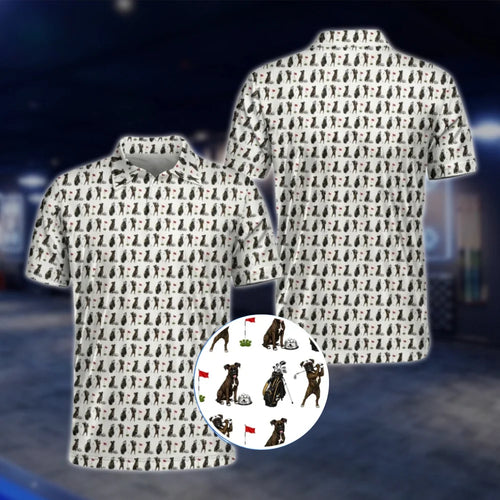 Brindle Boxer Golf Mens Polo Shirt, Dog Boxer Lover Golf Shirt GOF0034