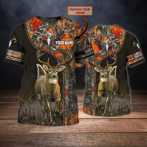 Huntaholic - Deer Hunting - Personalized Name 3D Tshirt 9 HNT0188