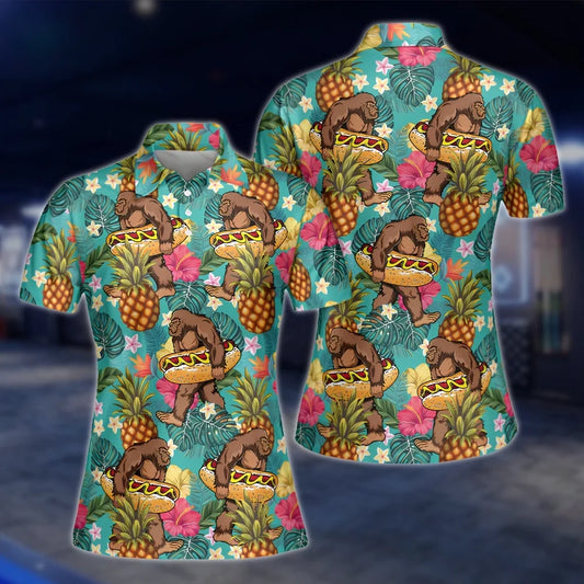 Bigfoot Tropical Golf Polo Shirts For Women, Ladies Bigfoot Golf Shirts GOF0283