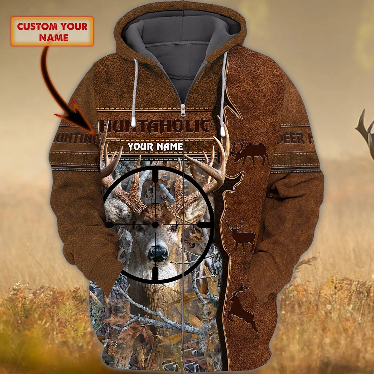 Deer Hunting - 182 - Personalized Name 3D Zipper hoodie - CO98 HNT0034