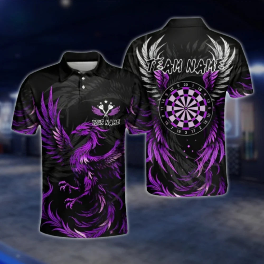 Custom Phoenix Purple Dart Polo Shirt For Men, Custom Phoenix Dart Team Shirts DAT0267