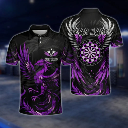 Custom Phoenix Purple Dart Polo Shirt For Men, Custom Phoenix Dart Team Shirts DAT0267