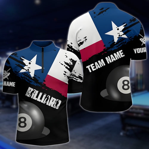 Custom Texas Flag 8 Ball Billiard Jersey For Mens, Custom Texas Billiard Team Shirts BLD0199