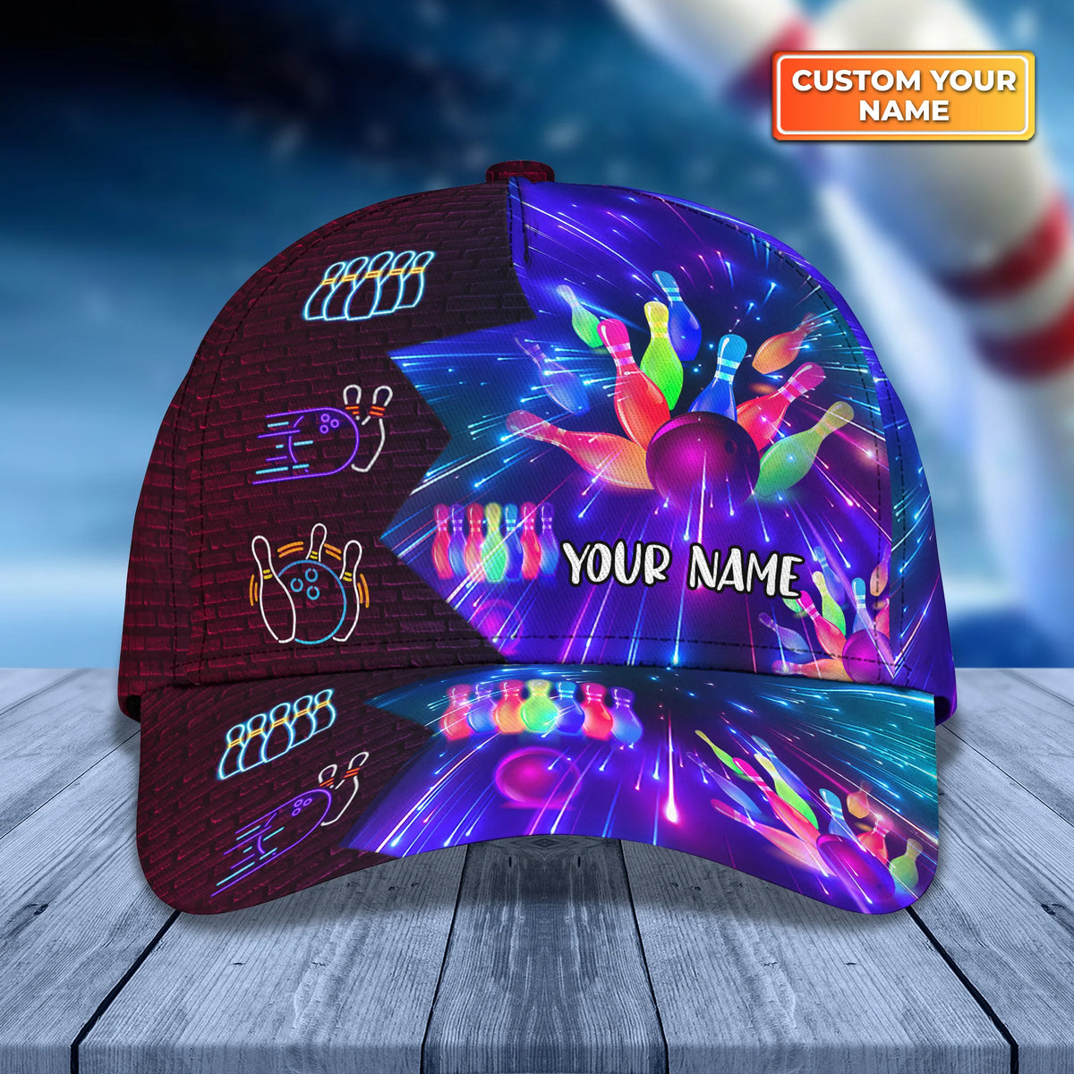 Bowling Party Neon Personalized Name Classic Cap QB95 ORN0269