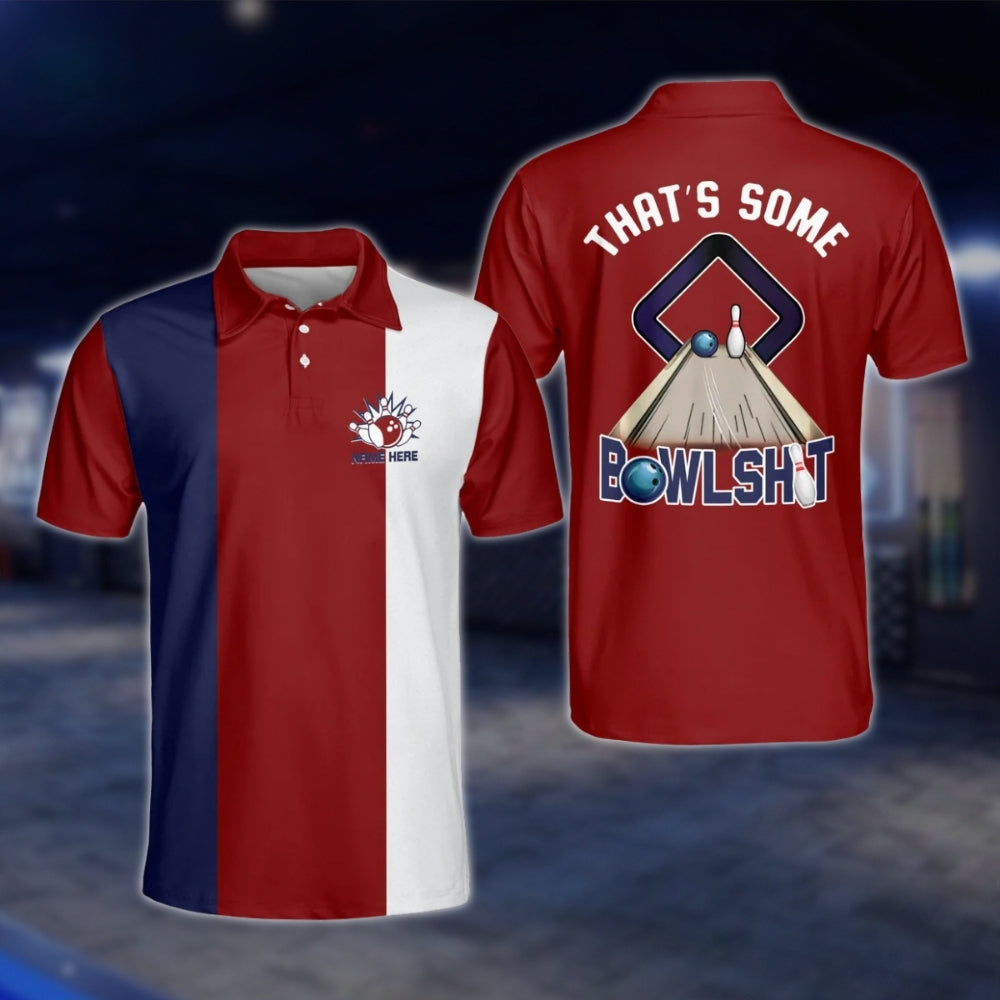 That's Some Bowlsh!t Custom Mens Bowling Polo Shirt, Funny Custom Name Bowling Shirts BM0114 BOW0224