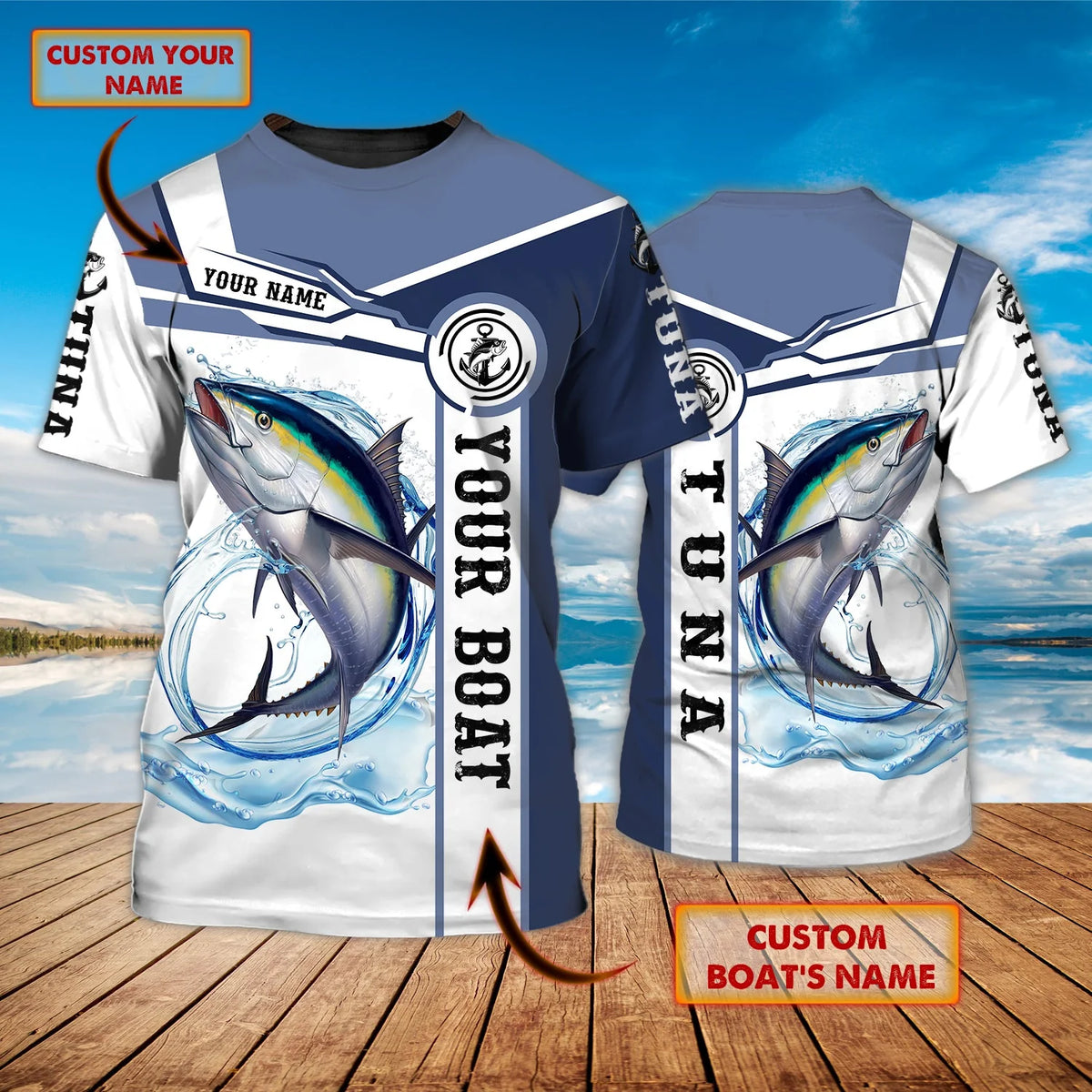 FISHERMAN TUNA - Personalized Name 3D Tshirt - HN95 FISH0227