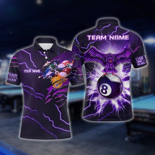 Custom Eagle Thunder Purple Billiard Polo Shirt For Men, Custom Eagle Billiard Team Shirts BLD0062