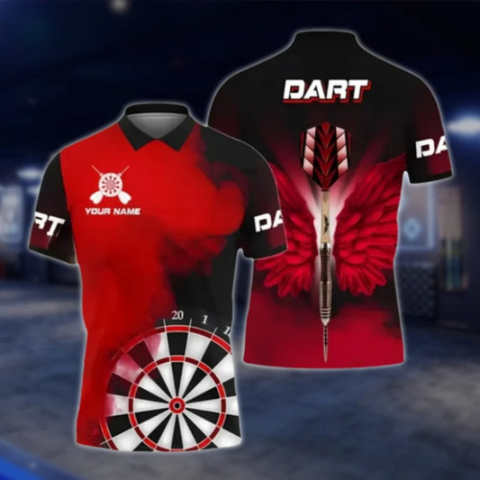 Custom Mens Red Swing Smoke Dart Polo Shirt, Custom Dart Player Shirts DAT0391