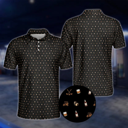 Whiskey Black Golf Polo Shirts For Men, Whiskey Golf Shirts GOF0249