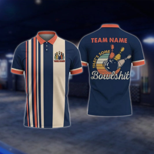 That's Some Bowlsh!t Custom Retro Bowling Mens Polo Shirt, Custom Funny Bowling Team Shirts BO0423 BOW0404