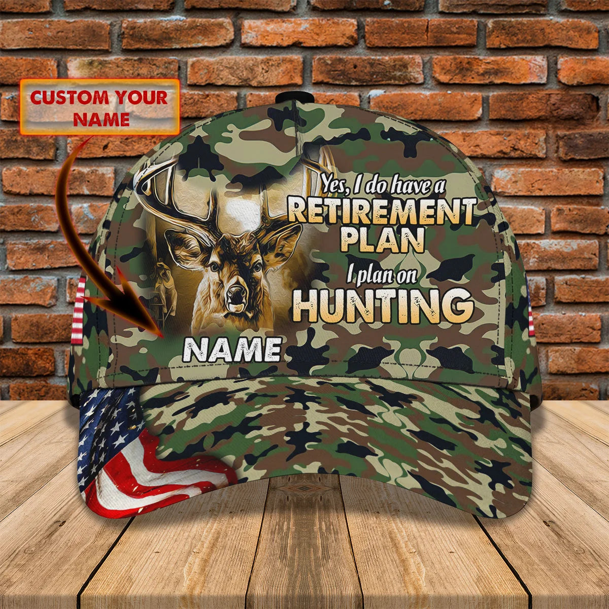 American - Deer Hunting 3- Personalized Name Cap - Loop- T2k-165 HNT0202