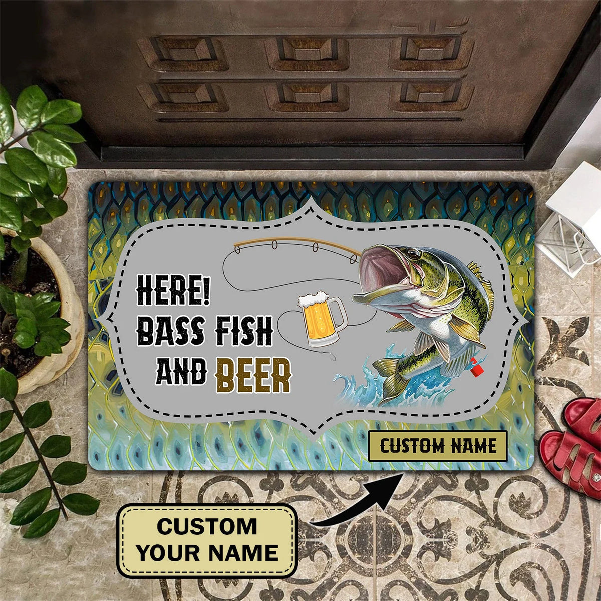 Bass Fishing And Beer - 3D Doormat - Personalized Name 3D - Beer 167 ORN0140