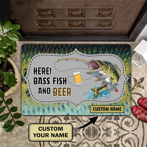 Bass Fishing And Beer - 3D Doormat - Personalized Name 3D - Beer 167 ORN0140