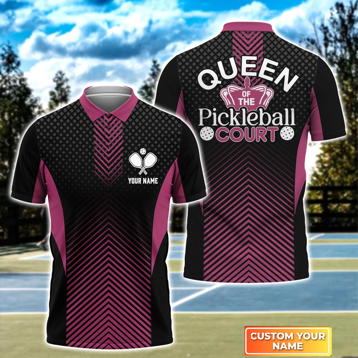Queen Of The Pickleball Court Personalized Name 3D Polo Shirt QB95 Gift For Pickleball Player PKL0102