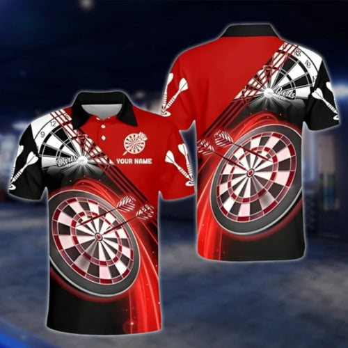 Custom Name Red Black Dart Polo Shirt For Mens, Custom Dart Player Shirts DAT0398
