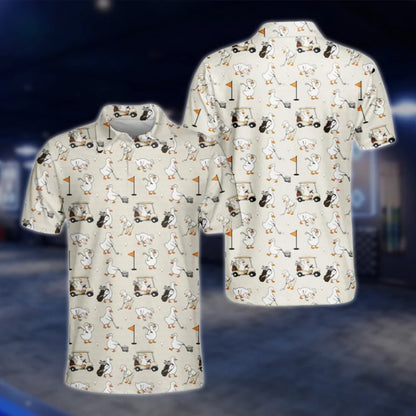 Funny Goose Duck Golf Polo Shirt For Men, Goose Golf Shirts GOF0079