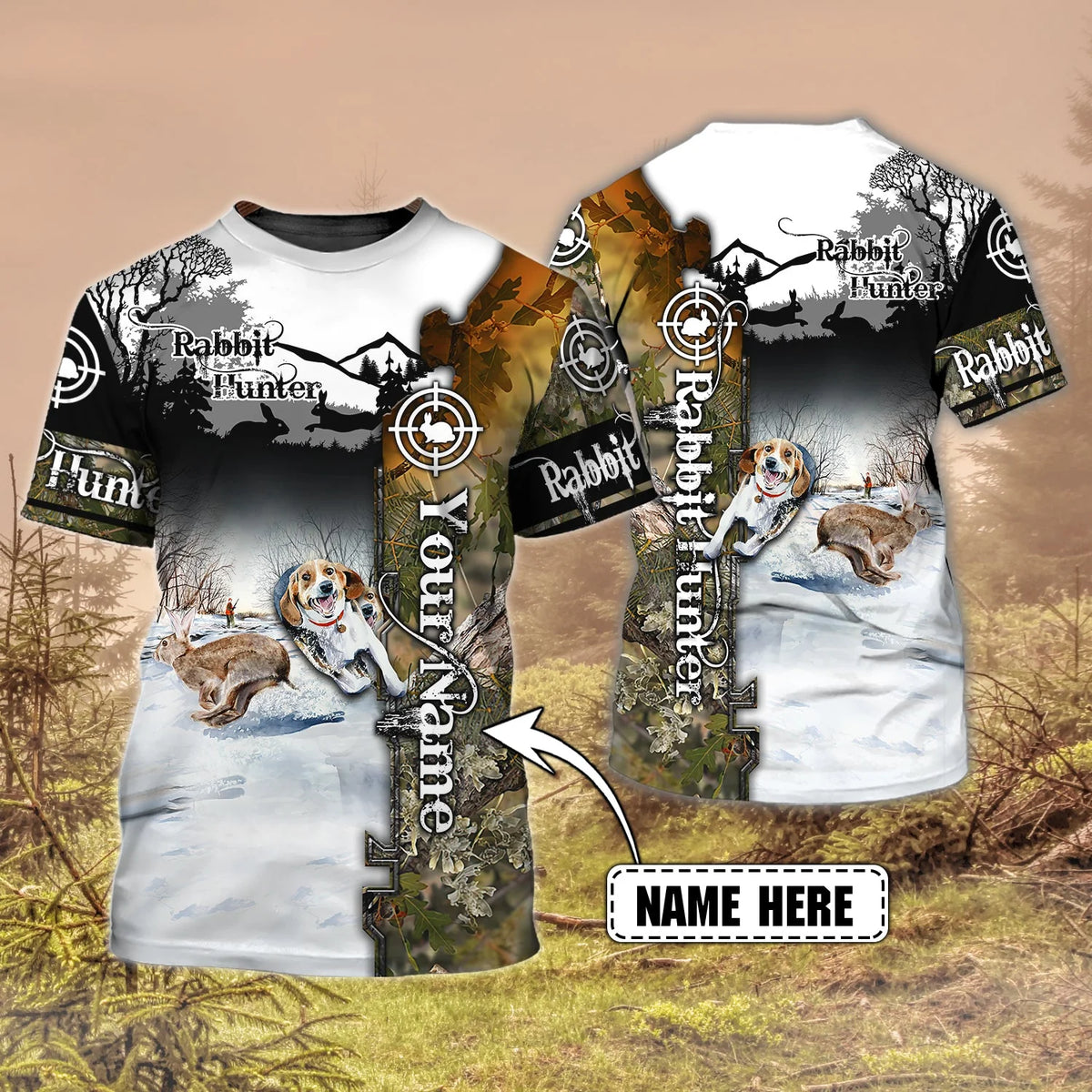 Rabbit Hunting - Personalized Name 3D Tshirt HNT0240