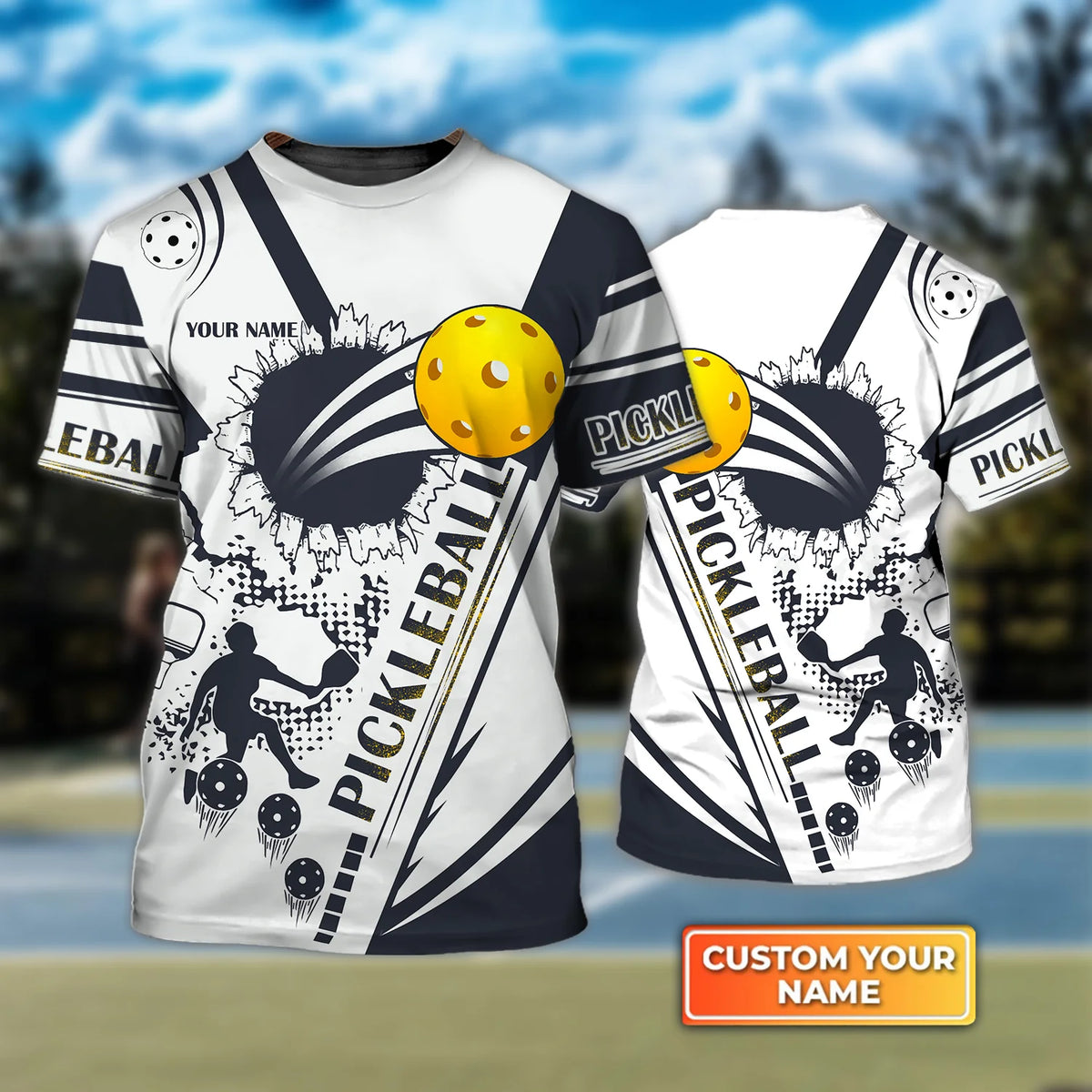 Pickleball Black And White Personalized Name 3D Tshirt QB95 Gift For Pickleball Player PKL0097