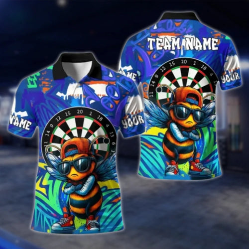 Funny Bee Custom Mens Dart Polo Shirt, Custom Bee Dart Team Shirts DAT0382