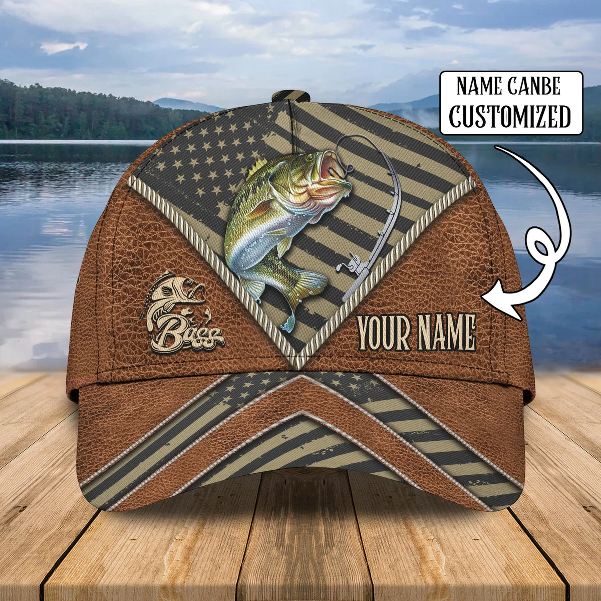 Bass Fishing Personalized Name Cap FISH0126