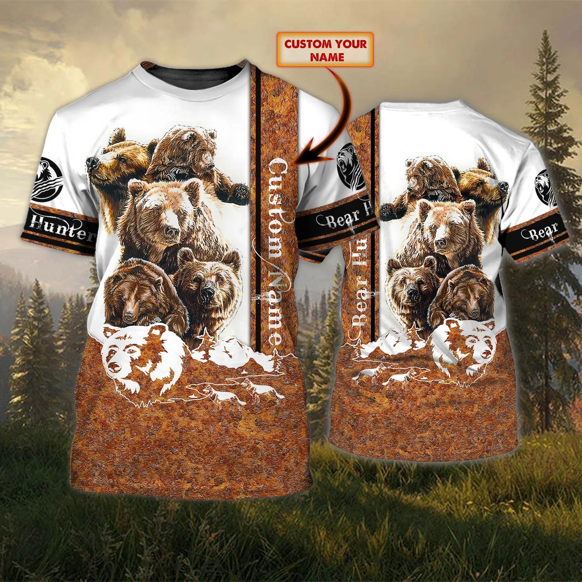 Bear Hunting - Personalized Name 3D Tshirt - Boom HNT0175