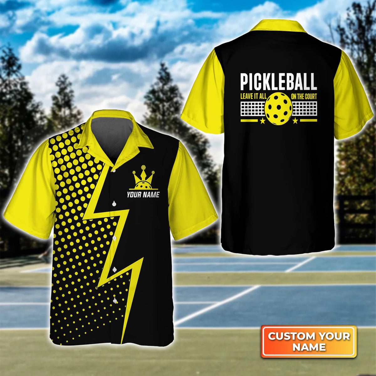 Pickleball Leave It All On The Court Personalized Name 3D Hawaiian Shirt QB95 Gift For Pickleball Player PKL0121