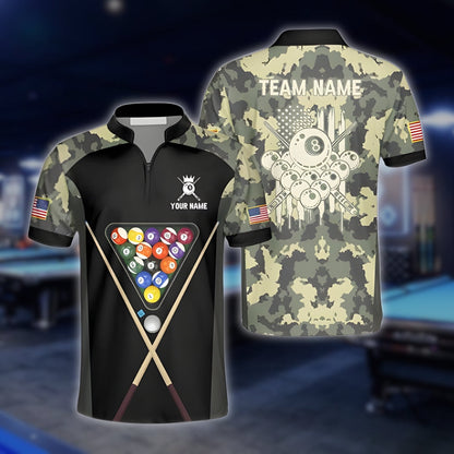Custom Camouflage Billiard Jersey For Mens, Custom Camo Billiard Team Shirts BLD0098