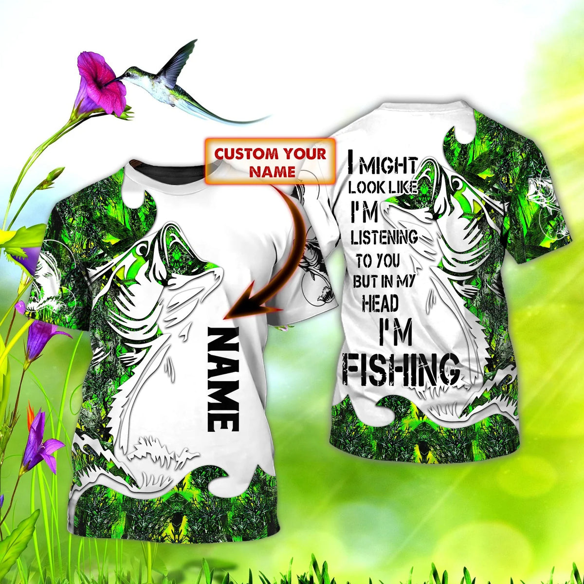 3D Bass Fishing - Personalized Name 3D Tshirt - 006 FISH0168