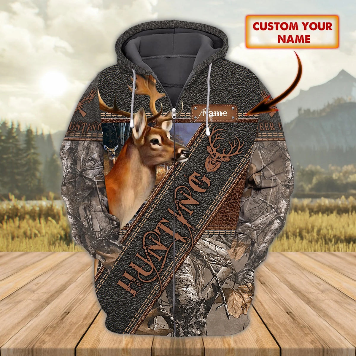 Deer Hunting V14 - Personalized Name 3D Zipper hoodie - Pth98 HNT0061