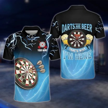 Darts And Beer That's Why I'm Here Custom Thunder Dart Mens Polo Shirt, Custom Beer Darts Shirt DAT0396