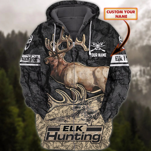 ELK Hunting 068 - Personalized Name 3D Zipper Hoodie - DAT93 HNT0050