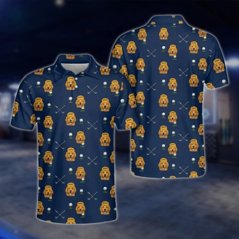 Personalized Dog Photo Golf Polo Shirt For Men, Custom Pet Lover Golf Shirt With Picture GOF0081