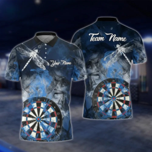 Custom Dragonfly Blue Darts Polo Shirt For Men, Personalized Dragonfly Darts Team Shirts DAT0329