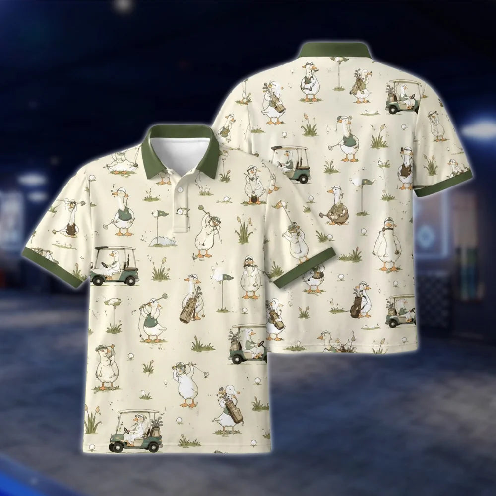 Funny Goose Men's Golf Polo Shirt, Goose Golf Shirt Men GOF0019