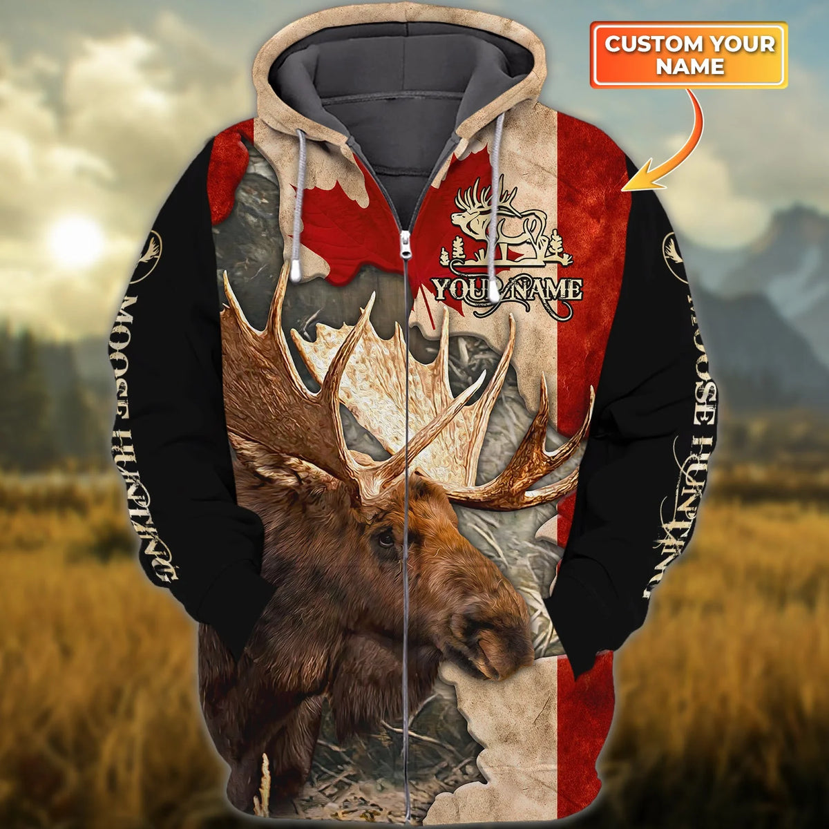 Moose Hunting Canada - Personalized Name 3D Zipper Hoodie HNT0110