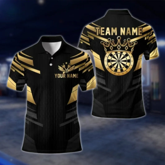 Custom King Dartboard Golden Mens Dart Polo Shirt, Custom Team Dart Shirts DAT0310