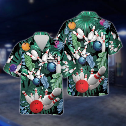 Tropical Custom Name Hawaiian Bowling Shirt For Men And Women, Custom Tropical Bowling Shirts BZ0201 BOW0295